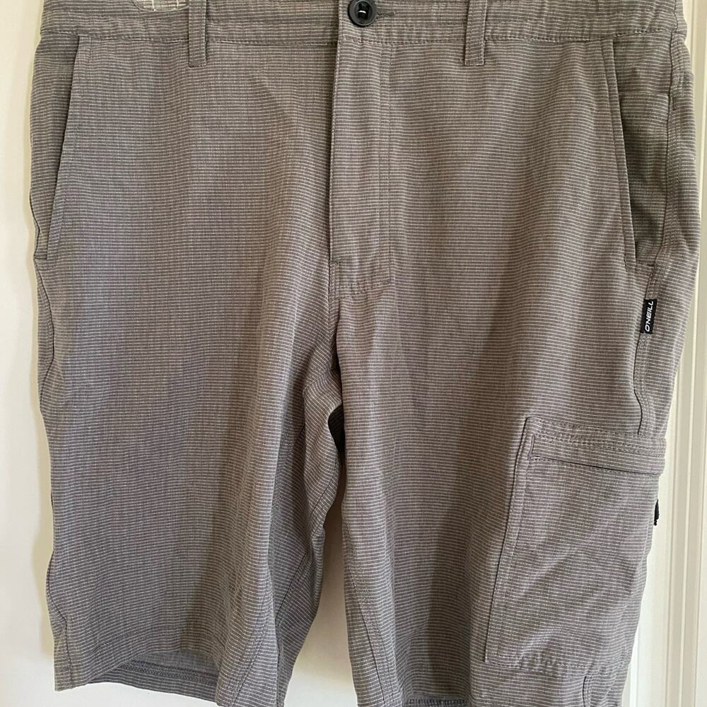 Men’s O’Neill Gray with White Stripe Crossover Swim Shorts 32